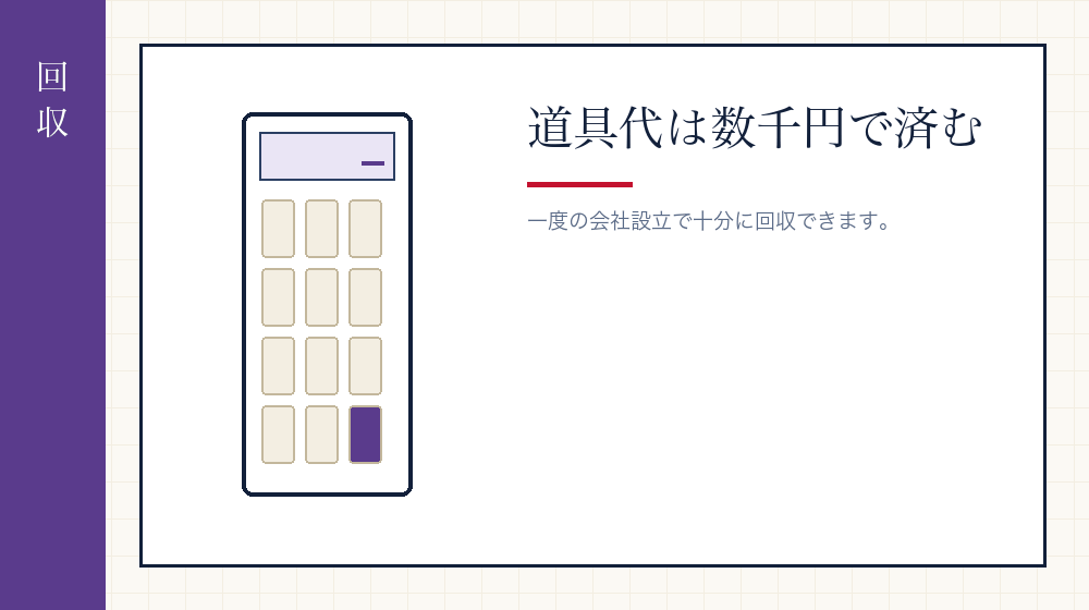 道具をそろえる費用を回収できるか