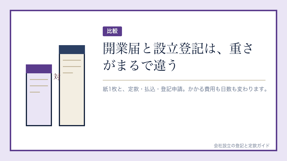 開業届と設立登記を、手続きの重さで並べてみる