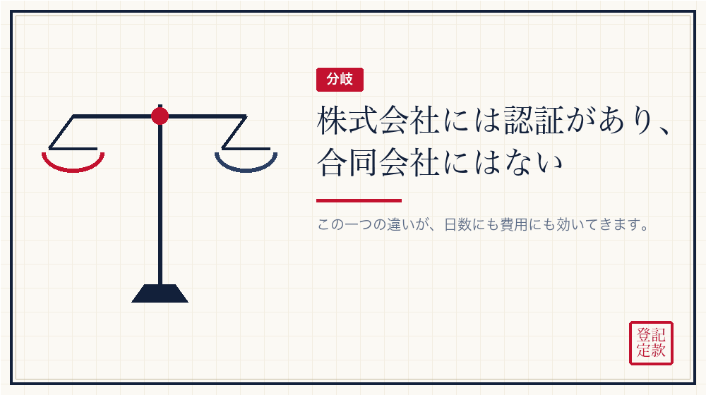分かれ目はひとつ、定款の認証が要るかどうか