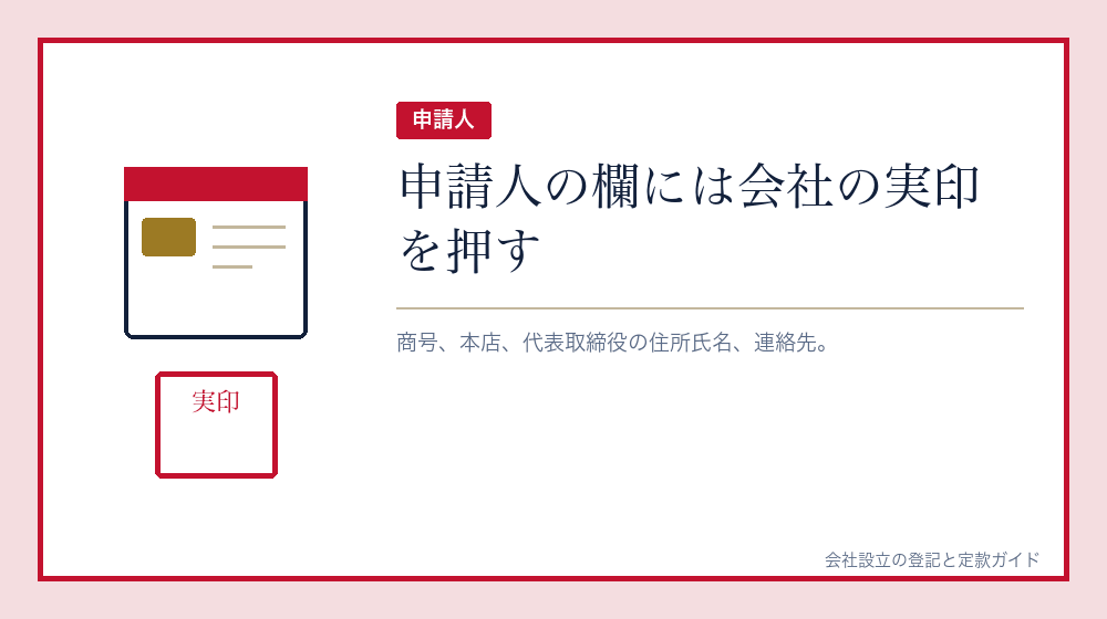 申請人の欄と押印