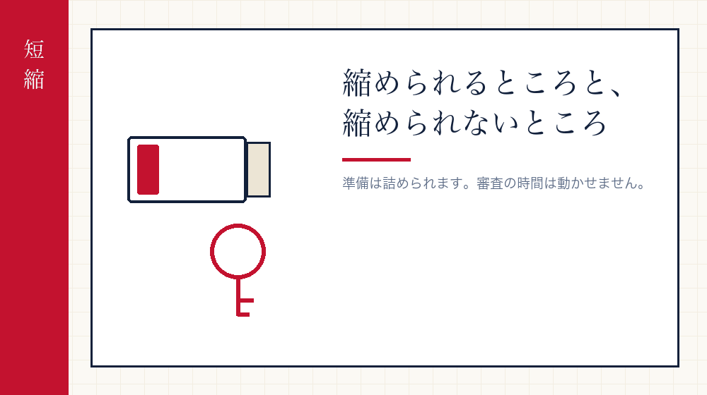 急ぐときに縮められるところ