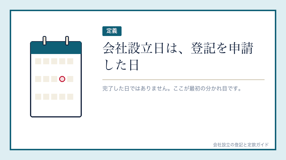 会社設立日は、登記の申請が受け付けられた日
