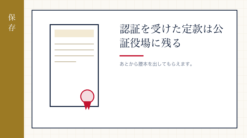 認証を受けた定款はどう扱われるか