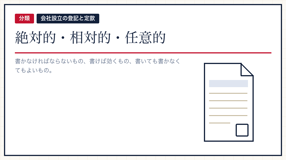 定款に書くことは三種類に分かれる