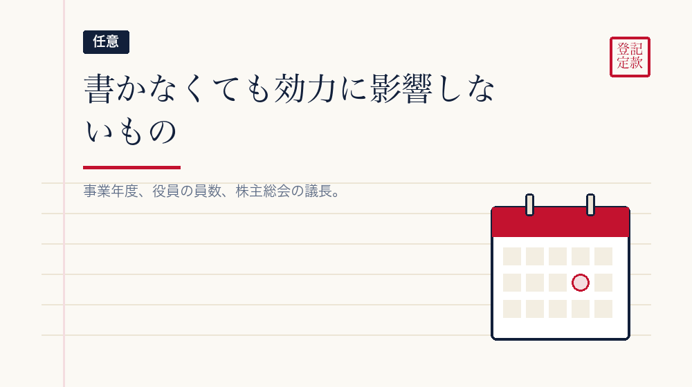 任意的記載事項——取り扱いをはっきりさせるもの