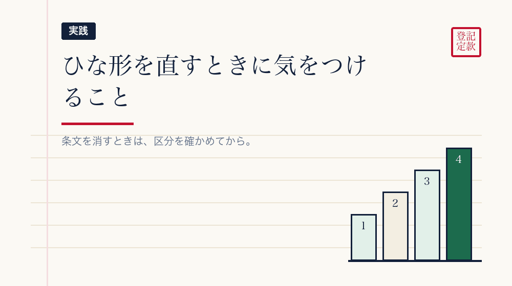 ひな形を直すときの注意