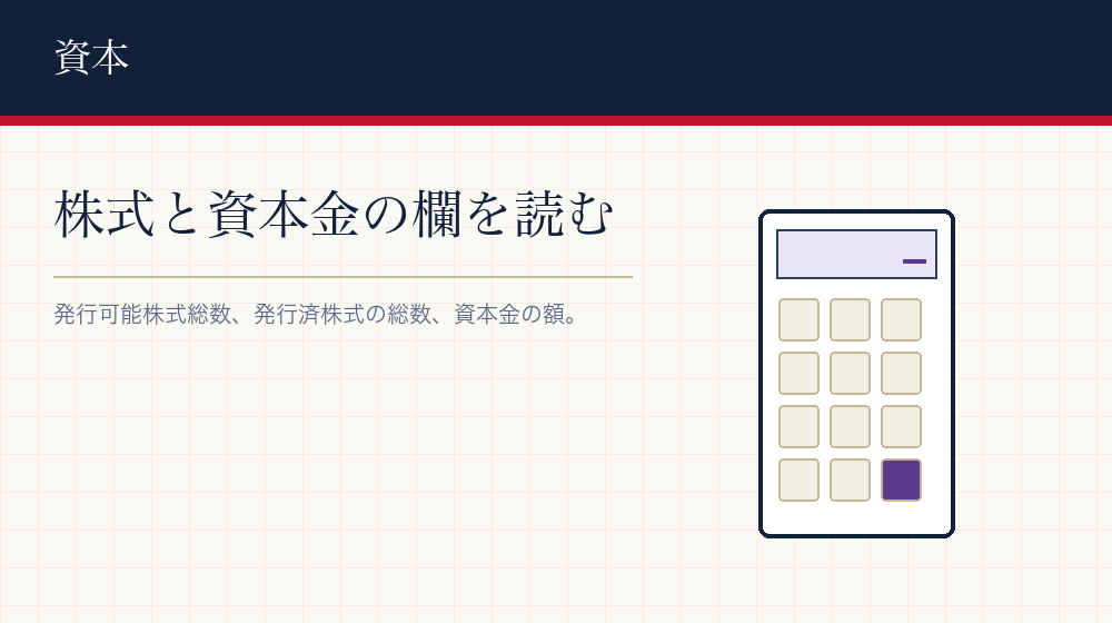 株式と資本金の欄
